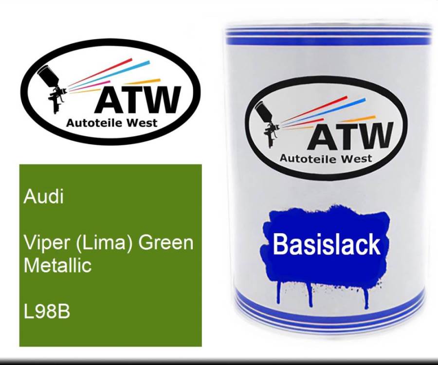 Audi, Viper (Lima) Green Metallic, L98B: 500ml Lackdose, von ATW Autoteile West.